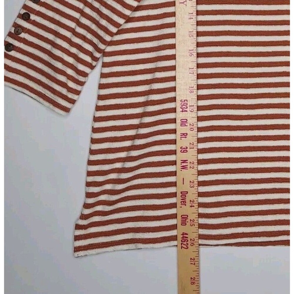J Jill Women‎ Stripe Top Large Brown Cream Terry Knit - Picture 7 of 10